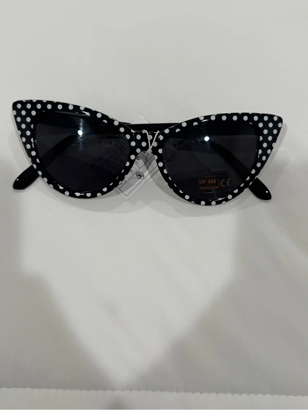 Black Polka Dot Cat-Eye Sunglasses for Women